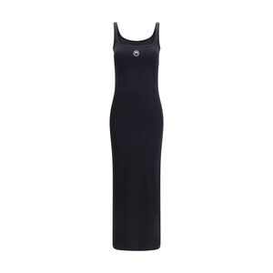 Marine Serre Women Moon Logo Ribbed Jersey Long Dress